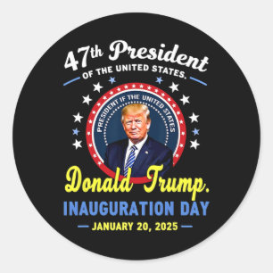 Pegatina Redonda 47.ª Inauguración del presidente Donald Trump