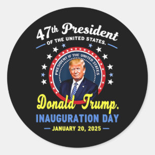Pegatina Redonda 47.ª Inauguración del presidente Donald Trump