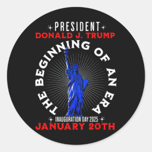 Pegatina Redonda 47.ª Inauguración Del Presidente Trump 2025 Rep