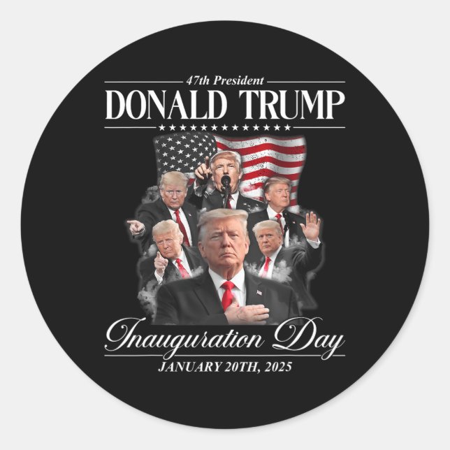 Pegatina Redonda 47.ª investidura del presidente Donald Trump (Anverso)