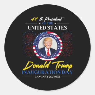 Pegatina Redonda 47.º día de la toma de mando del presidente Donald