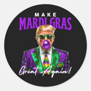 Pegatina Redonda 47.º presidente Trump Pop Art Mardi Gras Nueva Orl