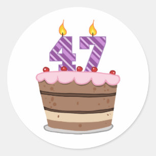 Pegatina Redonda 47 años en el pastel de cumpleaños