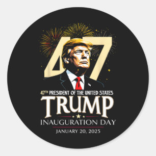 Pegatina Redonda 47° día de toma de mando del presidente Trump 20 d