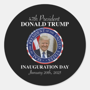 Pegatina Redonda 47 Presidente Donald Trump Día de Inauguración 202