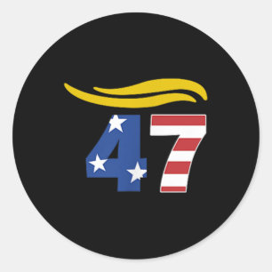 Pegatina Redonda 47 Trump Hair _1