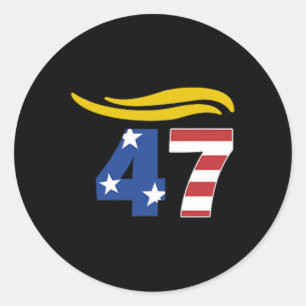 Pegatina Redonda 47 Trump Hair 1