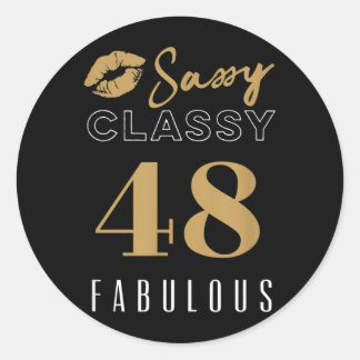 Pegatina Redonda 48 - Sy Cly Fabulous _ Cita de mujer de 48 años