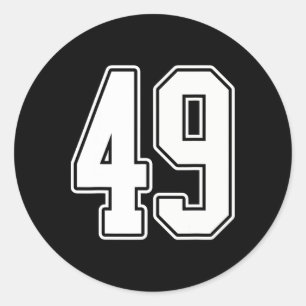 Pegatina Redonda #49 Esbozo blanco número 49 Estíl de Jersey de los