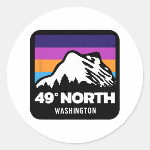 Pegatina Redonda 49 grados North Washington Snowboard Skiing Fa