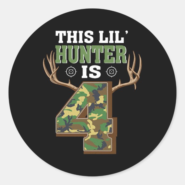 Pegatina Redonda 4.ª cacería de venados de 4 años (Anverso)