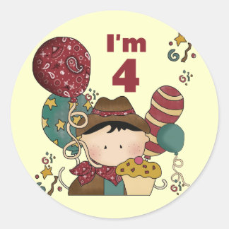 Pegatina Redonda 4.ª Cowboy Tshirts y regalos