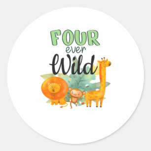 Pegatina Redonda 4.ª Selva de Mono de Girafa salvaje