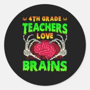 Pegatina Redonda 4.º Teachers Brains Skeleton Hand Heart Hall