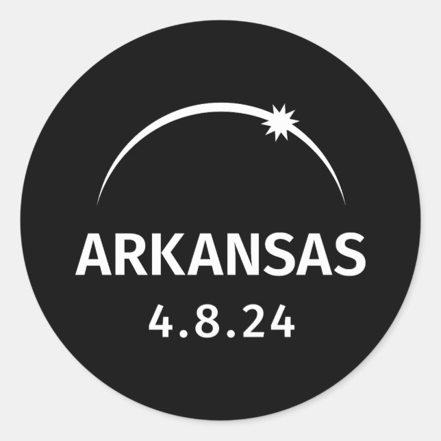 Pegatina Redonda 4.8.24 Arkansas eclipse solar (Anverso)