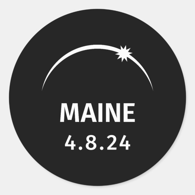 Pegatina Redonda 4.8.24 Eclipse solar Maine (Anverso)