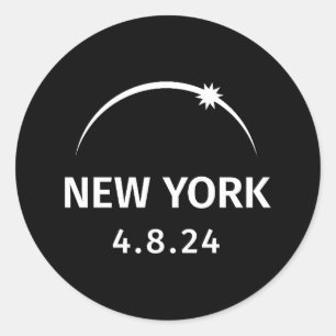 Pegatina Redonda 4.8.24 Eclipse solar Nueva York