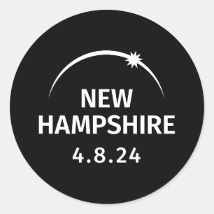 Pegatina Redonda 4.8.24 Eclipse solar Nuevo Hampshire