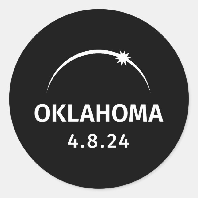 Pegatina Redonda 4.8.24 Eclipse solar Oklahoma (Anverso)