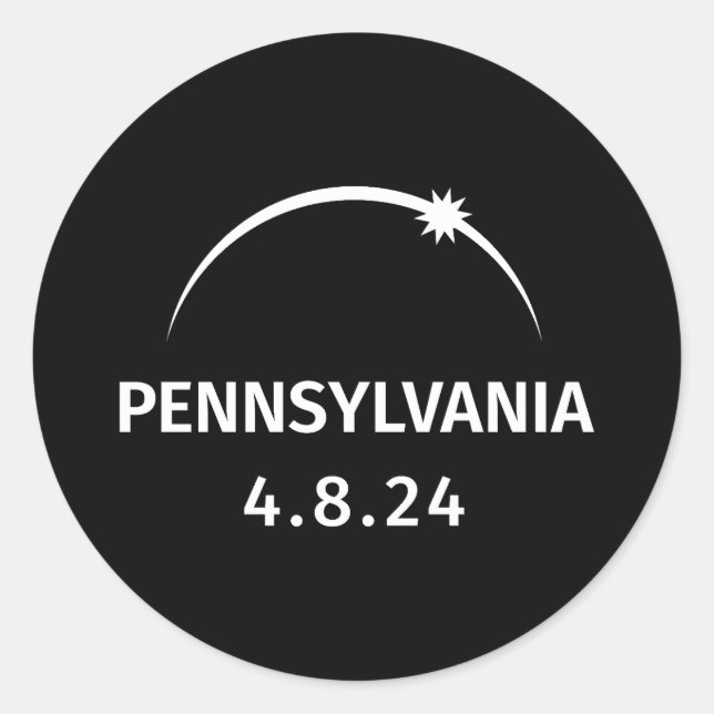 Pegatina Redonda 4.8.24 Eclipse solar Pennsylvania (Anverso)