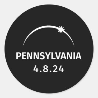 Pegatina Redonda 4.8.24 Eclipse solar Pennsylvania