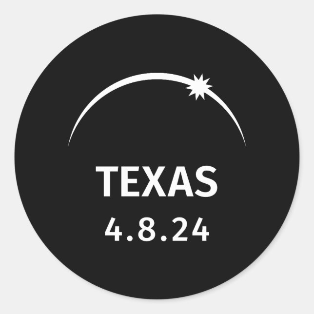Pegatina Redonda 4.8.24 Eclipse solar Texas (Anverso)
