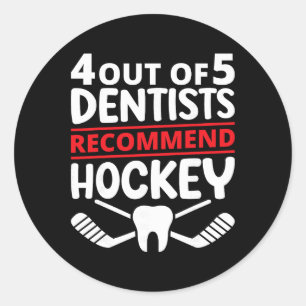 Pegatina Redonda 4 de cada 5 dentistas recomiendan el hockey sobre