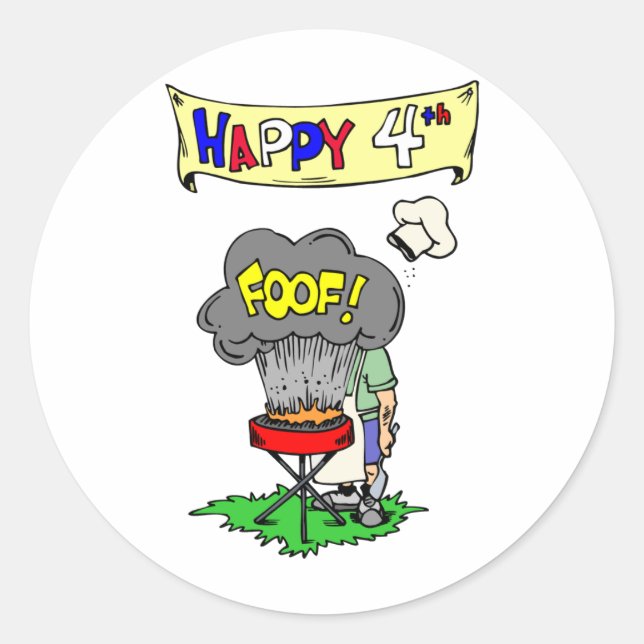 Pegatina Redonda 4 de julio (Anverso)