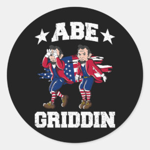 Pegatina Redonda 4 De Julio Abraham Lincoln Griddy Abe Griddin