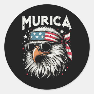Pegatina Redonda 4 De Julio Águila Americana Murica Patriota Hombre