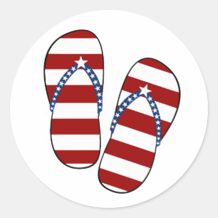Pegatina Redonda 4 de julio Bandera Patriótica Americana Flip Flops