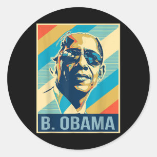 Pegatina Redonda 4 De Julio Barack Obama Presidente Retro Patriótic