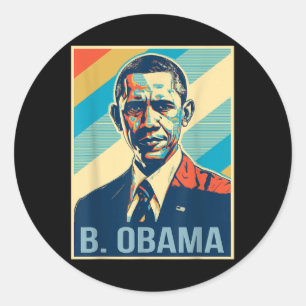 Pegatina Redonda 4 De Julio Barack Obama Presidente Retro Patriótic