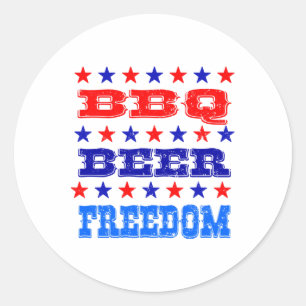 Pegatina Redonda 4 de julio Bbq Beer Freedom Shirt America Orgullos