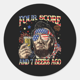 Pegatina Redonda 4 De Julio Beer Beer Patriot Cuatro Puntuaciones Y