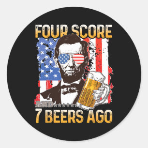 Pegatina Redonda 4 De Julio Beer Beer Patriot Cuatro Puntuaciones Y