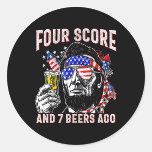 Pegatina Redonda 4 De Julio Beer Beer Patriot Cuatro Puntuaciones Y