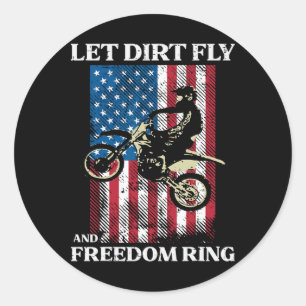 Pegatina Redonda 4 De Julio Bicicleta Sucia Motocross America Biker