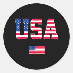 Pegatina Redonda 4 de julio Camisa de Estados Unidos Patriótico Ban