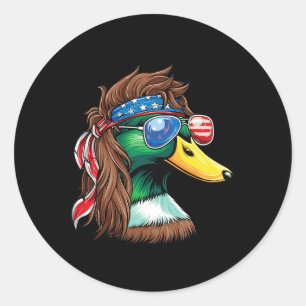 Pegatina Redonda 4 De Julio Camisa De Pato Uu Bandera Graciosa Patr
