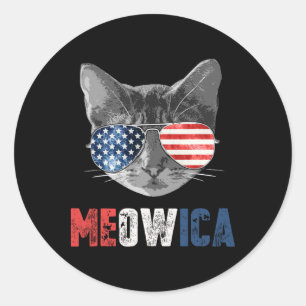 Pegatina Redonda 4 De Julio Camisas Meowica Bandera Estadounidense 