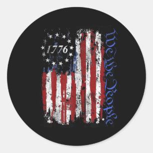 Pegatina Redonda 4 De Julio Camisetas We the People 1776 Usa Flag J