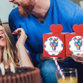 Pegatina Redonda 4 de julio Chica de equipo de revelación de helado