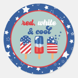 Pegatina Redonda 4 de julio Cumpleaños del Azul Blanco Rojo