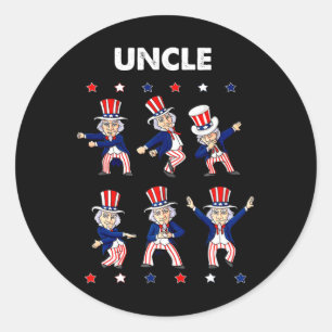 Pegatina Redonda 4 De Julio Danzando Tío Sam Boys Niños USA Patrio