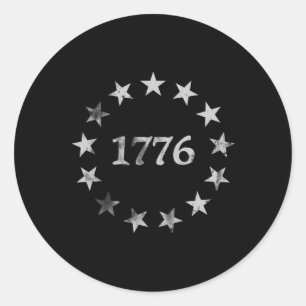 Pegatina Redonda 4 De Julio De 1776 Estilo Patriótico Vintage Estad