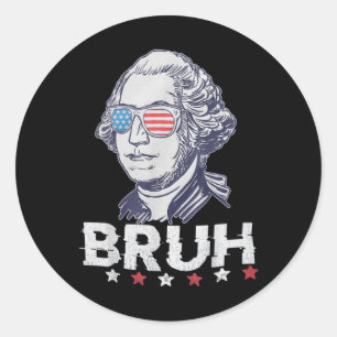 Pegatina Redonda 4 De Julio De 2024 George Washington Bruh. 1
