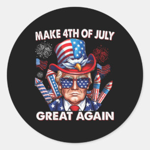 Pegatina Redonda 4 De Julio De Nuevo, Gran 4 De Julio Trump