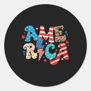 Pegatina Redonda 4 De Julio Día De La Independencia 1776 Retro Gi V