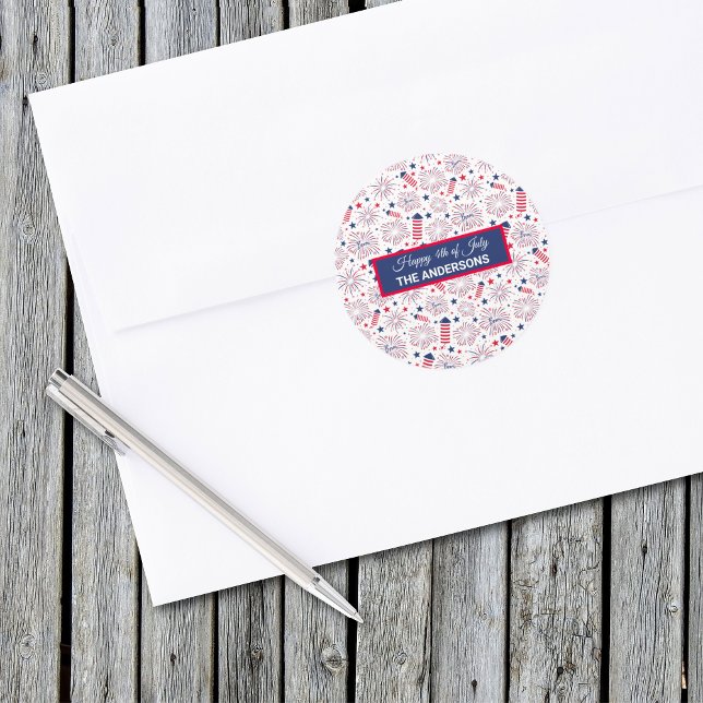 Pegatina Redonda 4 de julio Día de la Independencia, celebración de (Subido por el creador)